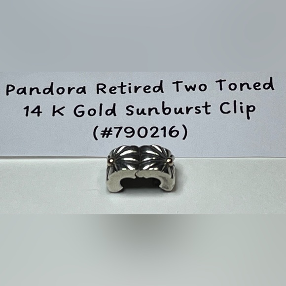 Retired Pandora Two Toned 14 K Gold Sunburst Clip - Picture 4 of 5